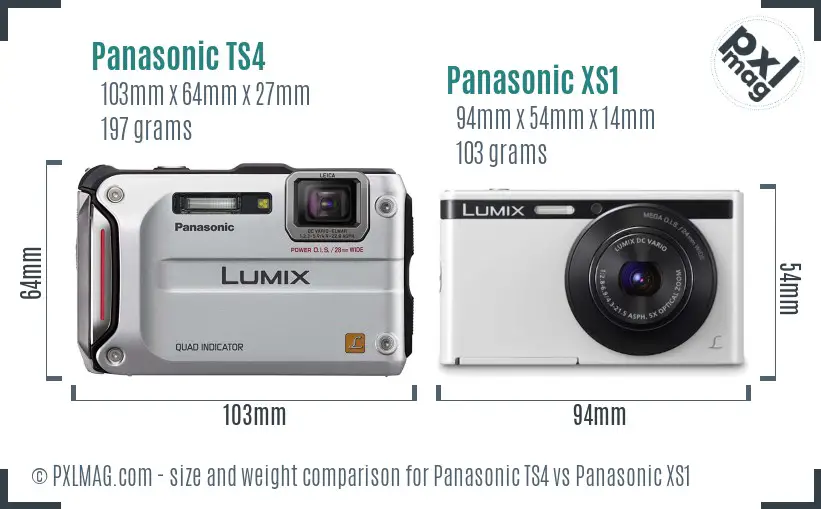 Panasonic TS4 vs Panasonic XS1 size comparison
