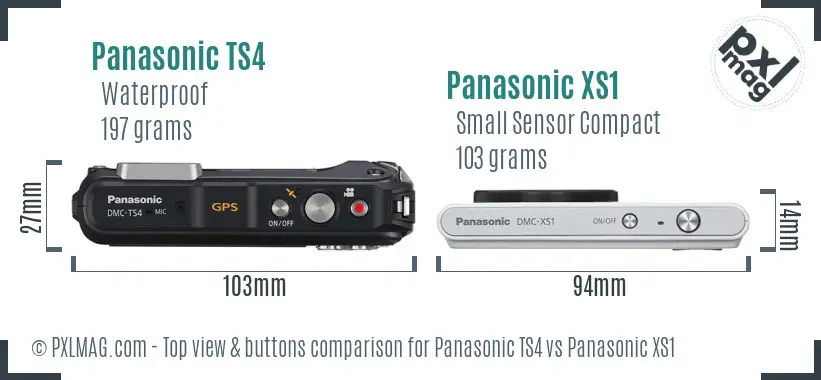 Panasonic TS4 vs Panasonic XS1 top view buttons comparison