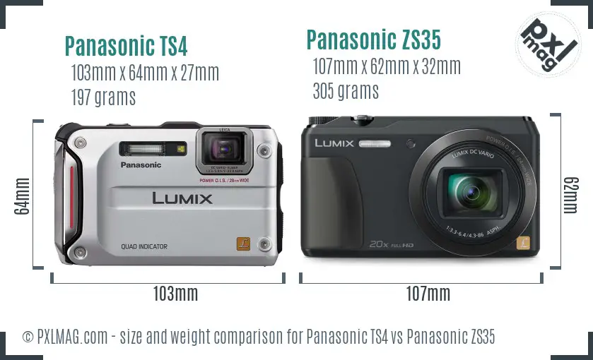 Panasonic TS4 vs Panasonic ZS35 size comparison