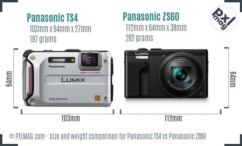 Panasonic TS4 vs Panasonic ZS60 size comparison