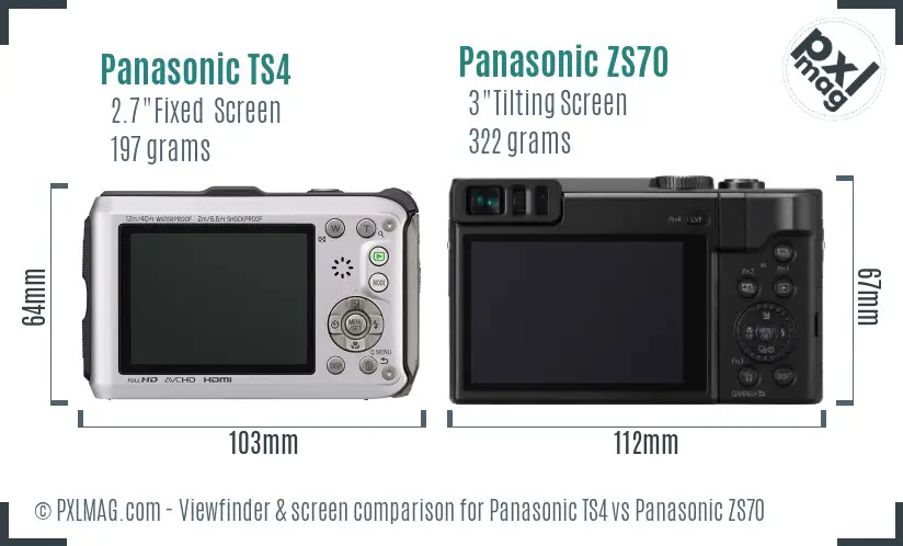 Panasonic TS4 vs Panasonic ZS70 Screen and Viewfinder comparison