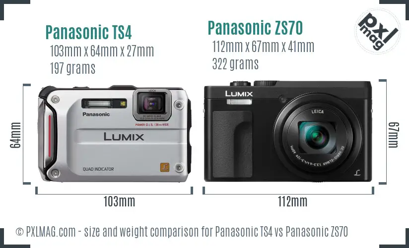 Panasonic TS4 vs Panasonic ZS70 size comparison