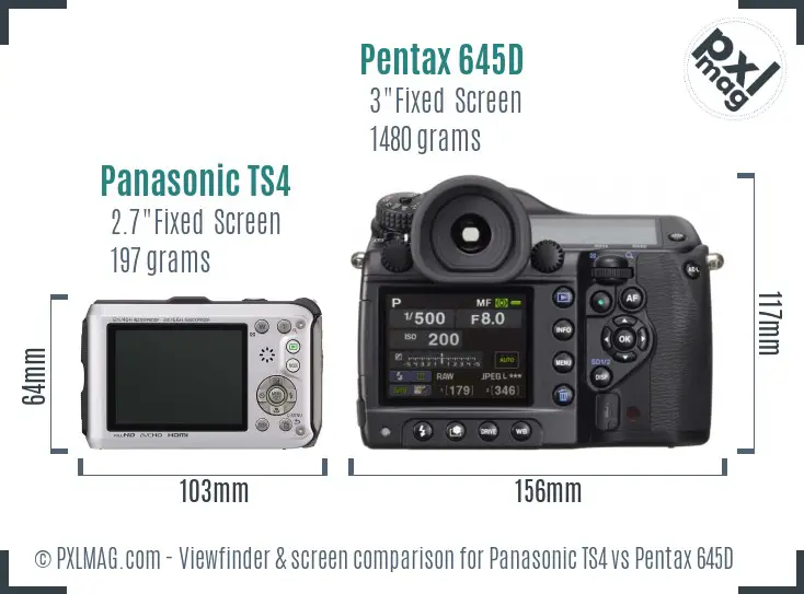 Panasonic TS4 vs Pentax 645D Screen and Viewfinder comparison