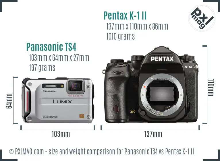 Panasonic TS4 vs Pentax K-1 II size comparison