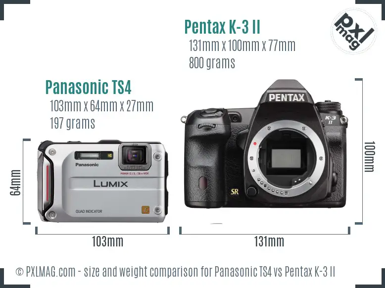 Panasonic TS4 vs Pentax K-3 II size comparison