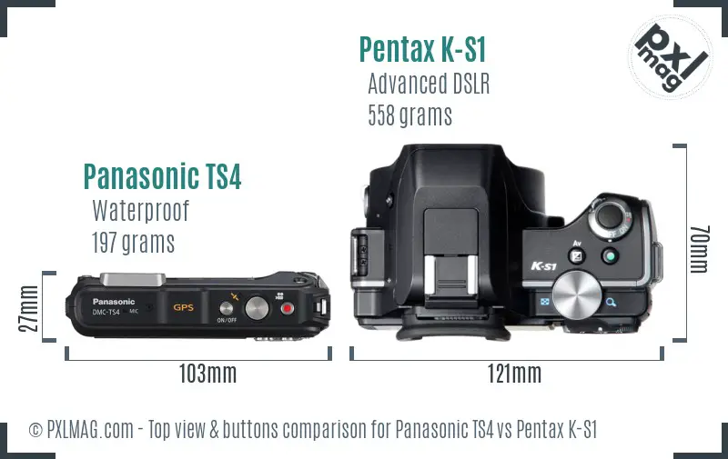 Panasonic TS4 vs Pentax K-S1 top view buttons comparison