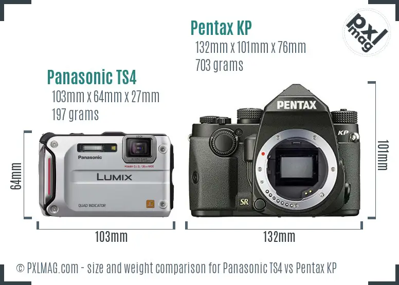 Panasonic TS4 vs Pentax KP size comparison