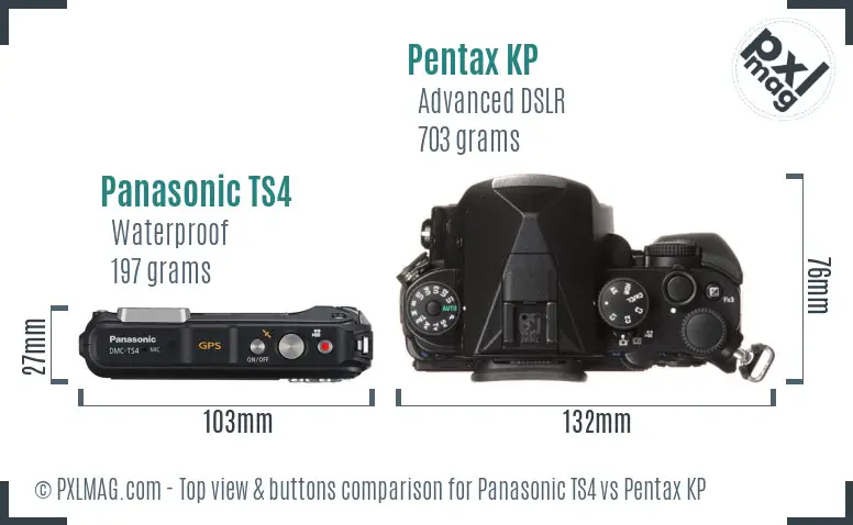 Panasonic TS4 vs Pentax KP top view buttons comparison