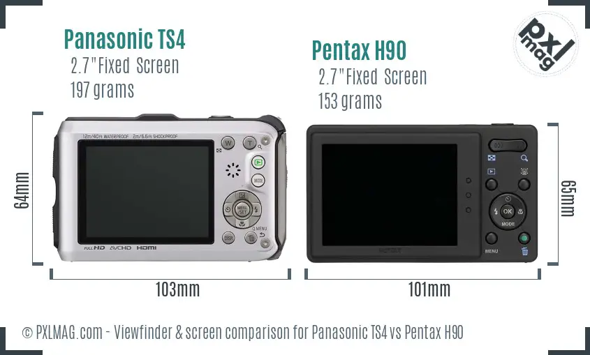 Panasonic TS4 vs Pentax H90 Screen and Viewfinder comparison