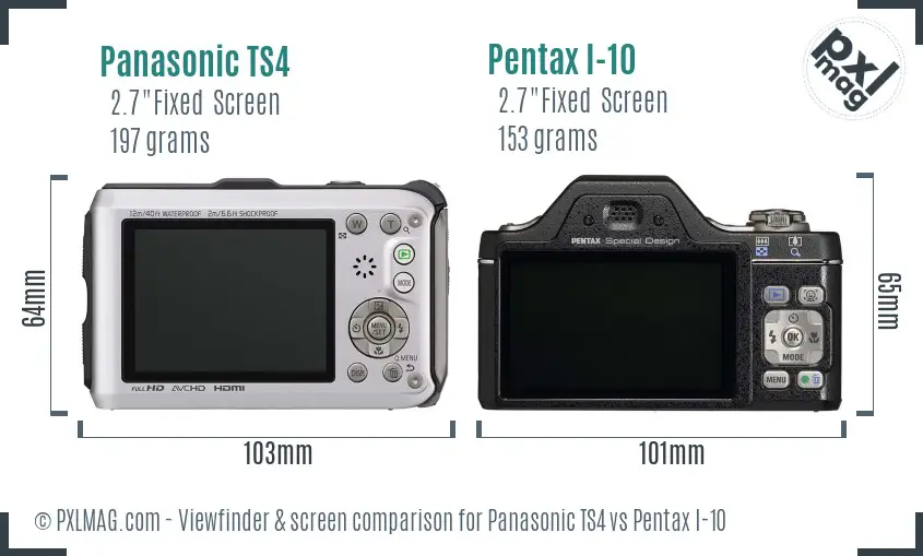 Panasonic TS4 vs Pentax I-10 Screen and Viewfinder comparison