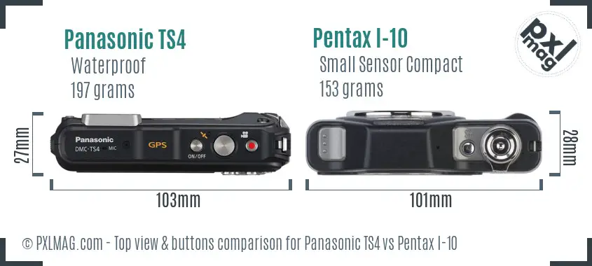 Panasonic TS4 vs Pentax I-10 top view buttons comparison
