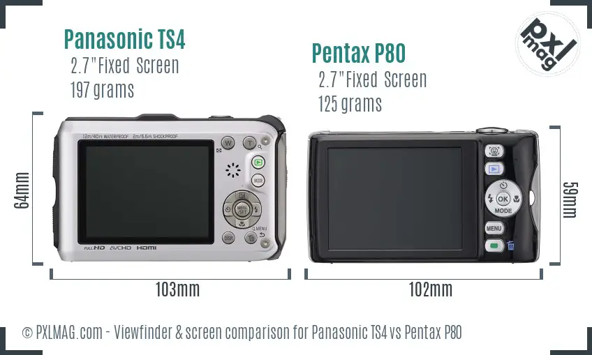 Panasonic TS4 vs Pentax P80 Screen and Viewfinder comparison