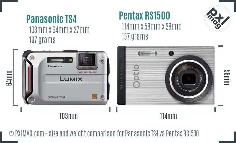 Panasonic TS4 vs Pentax RS1500 size comparison