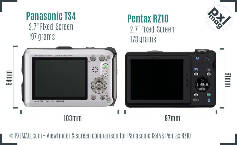 Panasonic TS4 vs Pentax RZ10 Screen and Viewfinder comparison