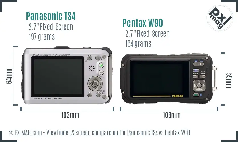 Panasonic TS4 vs Pentax W90 Screen and Viewfinder comparison