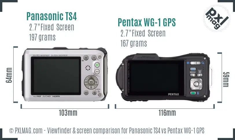Panasonic TS4 vs Pentax WG-1 GPS Screen and Viewfinder comparison