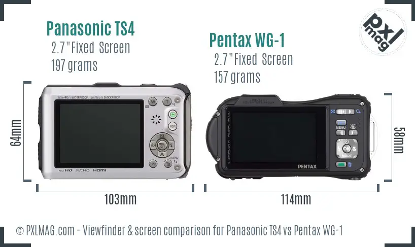 Panasonic TS4 vs Pentax WG-1 Screen and Viewfinder comparison