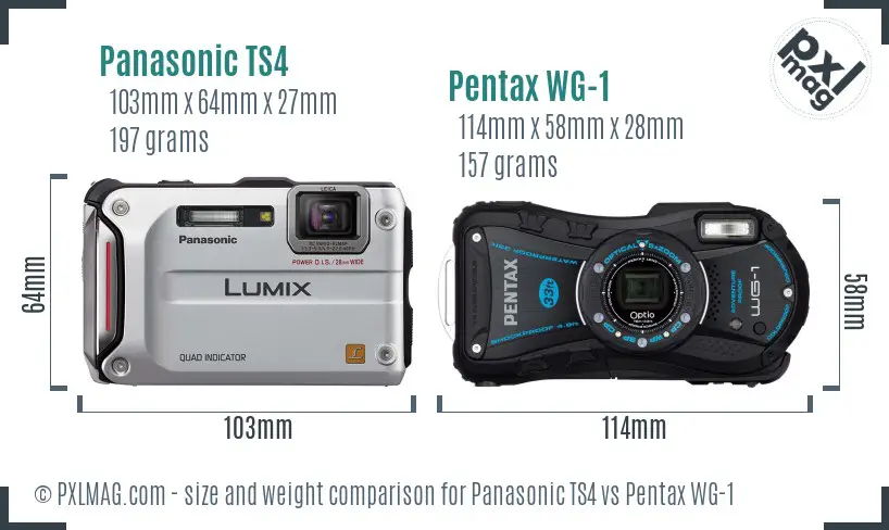 Panasonic TS4 vs Pentax WG-1 size comparison