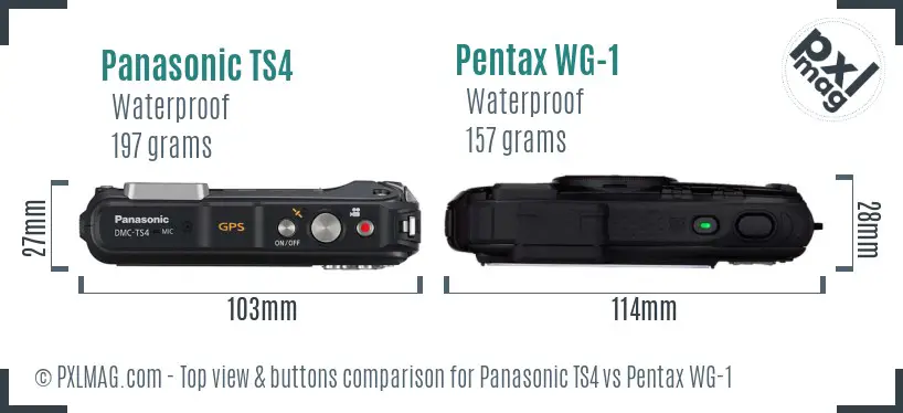 Panasonic TS4 vs Pentax WG-1 top view buttons comparison