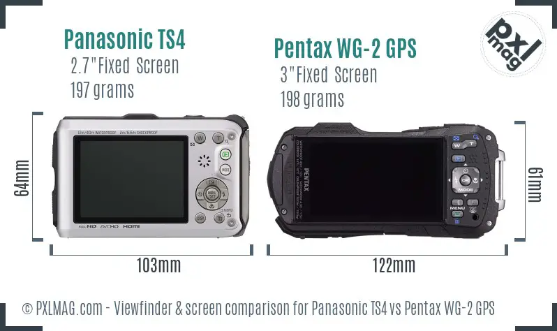 Panasonic TS4 vs Pentax WG-2 GPS Screen and Viewfinder comparison