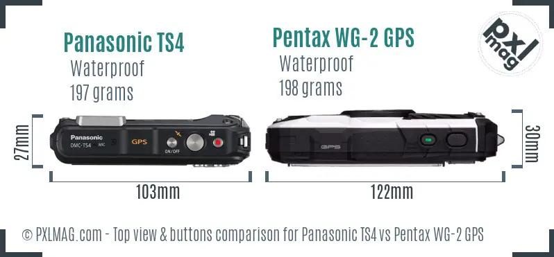 Panasonic TS4 vs Pentax WG-2 GPS top view buttons comparison