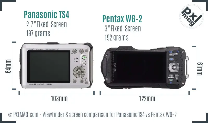 Panasonic TS4 vs Pentax WG-2 Screen and Viewfinder comparison