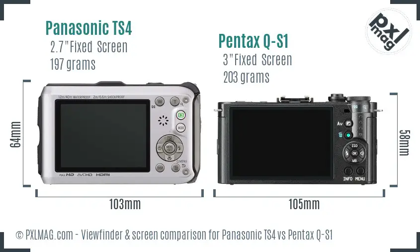 Panasonic TS4 vs Pentax Q-S1 Screen and Viewfinder comparison