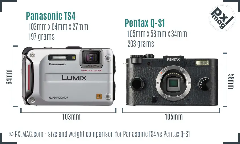 Panasonic TS4 vs Pentax Q-S1 size comparison