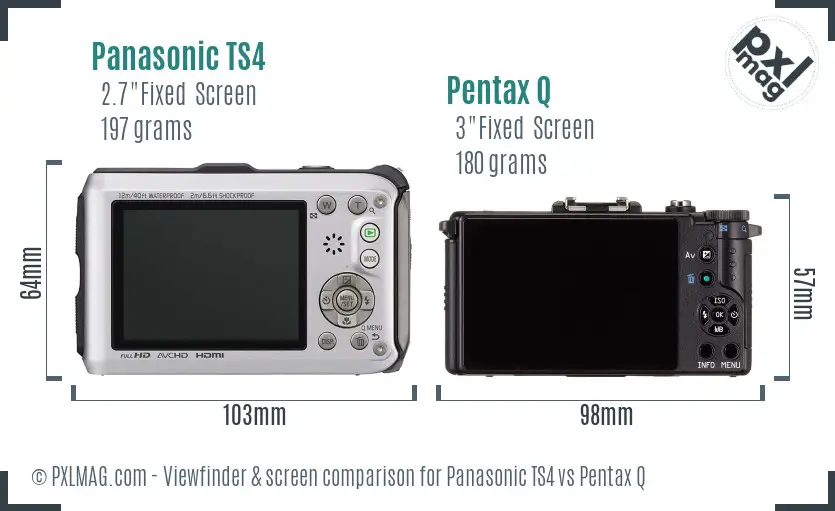 Panasonic TS4 vs Pentax Q Screen and Viewfinder comparison