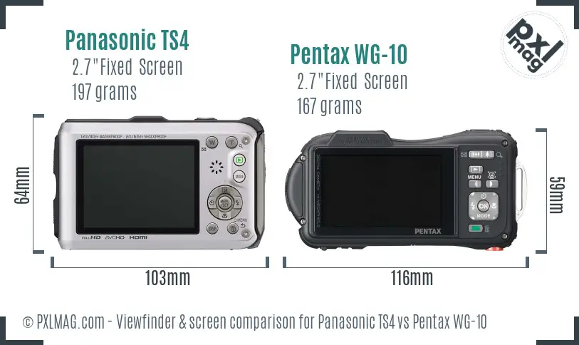 Panasonic TS4 vs Pentax WG-10 Screen and Viewfinder comparison