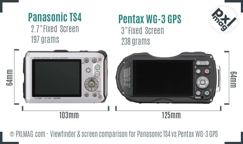 Panasonic TS4 vs Pentax WG-3 GPS Screen and Viewfinder comparison