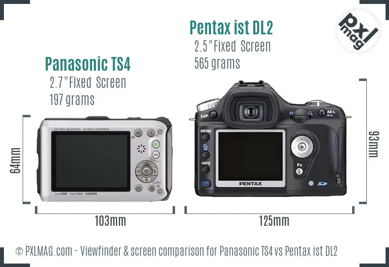 Panasonic TS4 vs Pentax ist DL2 Screen and Viewfinder comparison