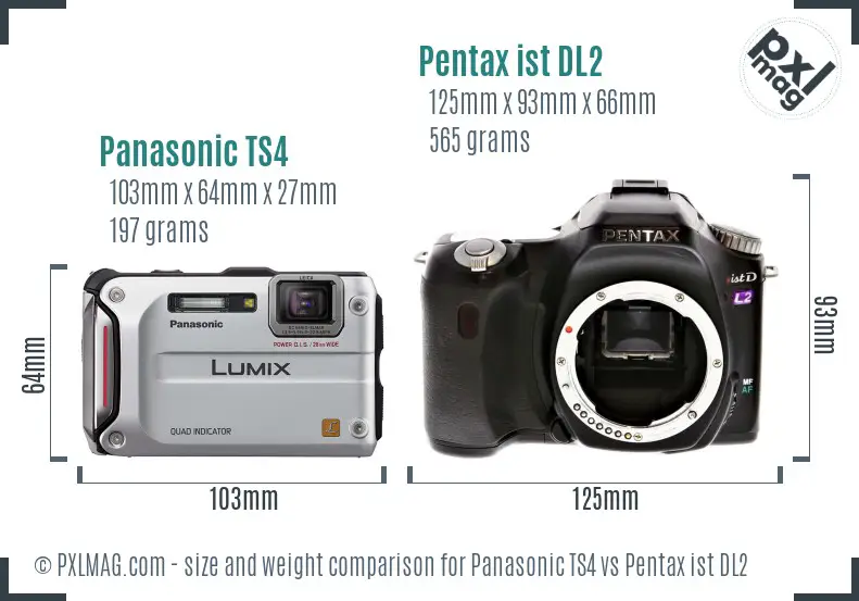 Panasonic TS4 vs Pentax ist DL2 size comparison