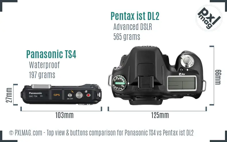 Panasonic TS4 vs Pentax ist DL2 top view buttons comparison