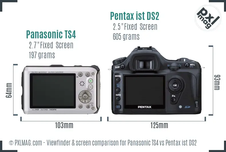 Panasonic TS4 vs Pentax ist DS2 Screen and Viewfinder comparison