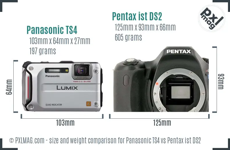 Panasonic TS4 vs Pentax ist DS2 size comparison