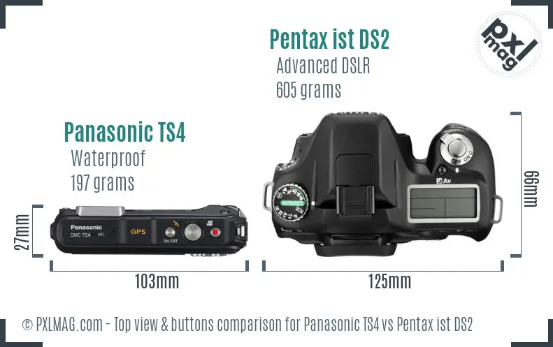 Panasonic TS4 vs Pentax ist DS2 top view buttons comparison