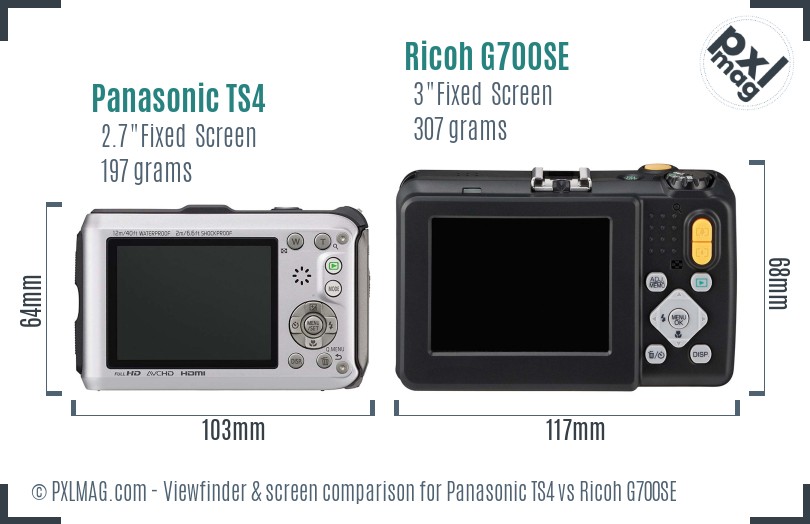 Panasonic TS4 vs Ricoh G700SE Screen and Viewfinder comparison