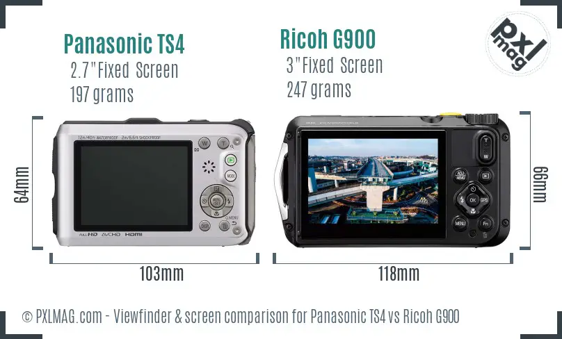 Panasonic TS4 vs Ricoh G900 Screen and Viewfinder comparison