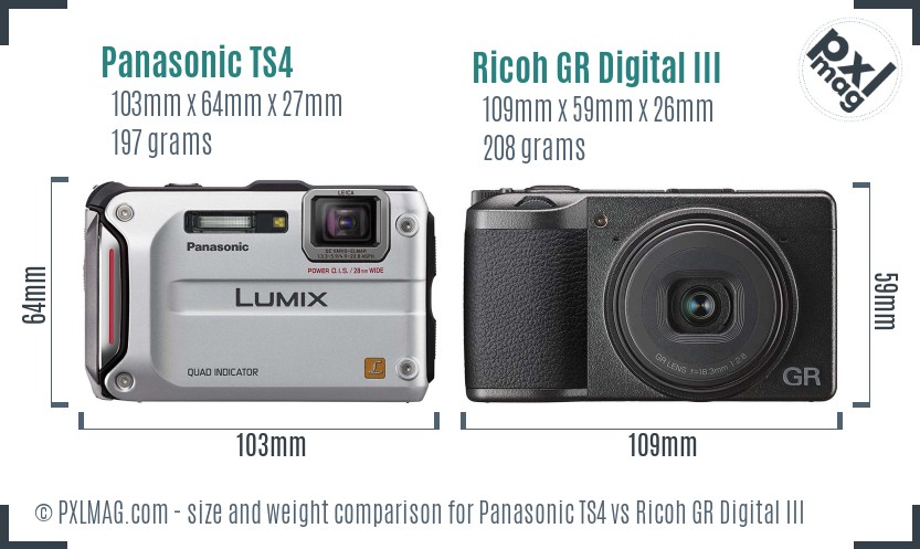 Panasonic TS4 vs Ricoh GR Digital III size comparison Panasonic TS4 vs Ricoh GR Digital III size comparison