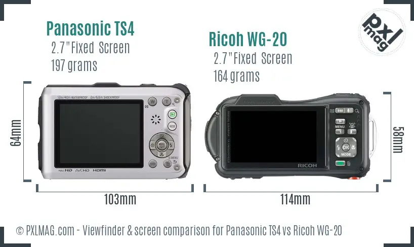 Panasonic TS4 vs Ricoh WG-20 Screen and Viewfinder comparison