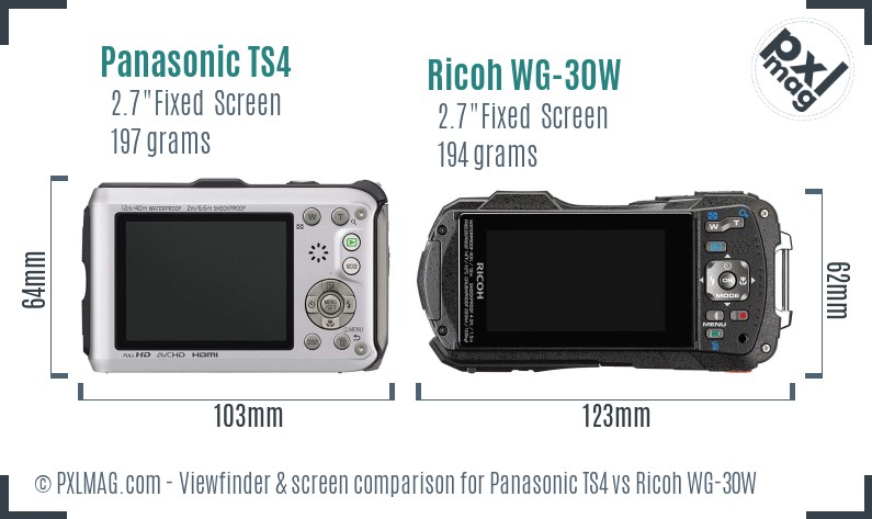 Panasonic TS4 vs Ricoh WG-30W Screen and Viewfinder comparison