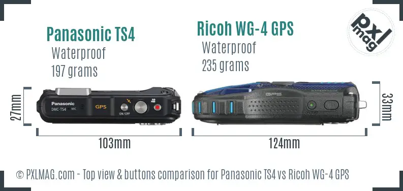 Panasonic TS4 vs Ricoh WG-4 GPS top view buttons comparison