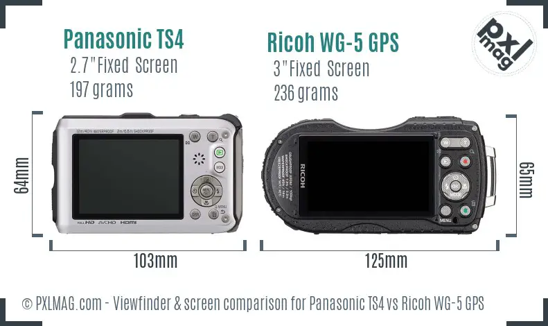 Panasonic TS4 vs Ricoh WG-5 GPS Screen and Viewfinder comparison