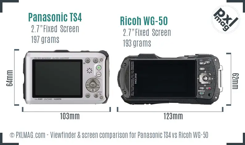 Panasonic TS4 vs Ricoh WG-50 Screen and Viewfinder comparison