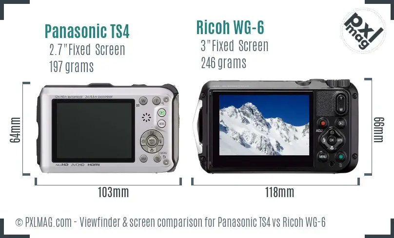 Panasonic TS4 vs Ricoh WG-6 Screen and Viewfinder comparison