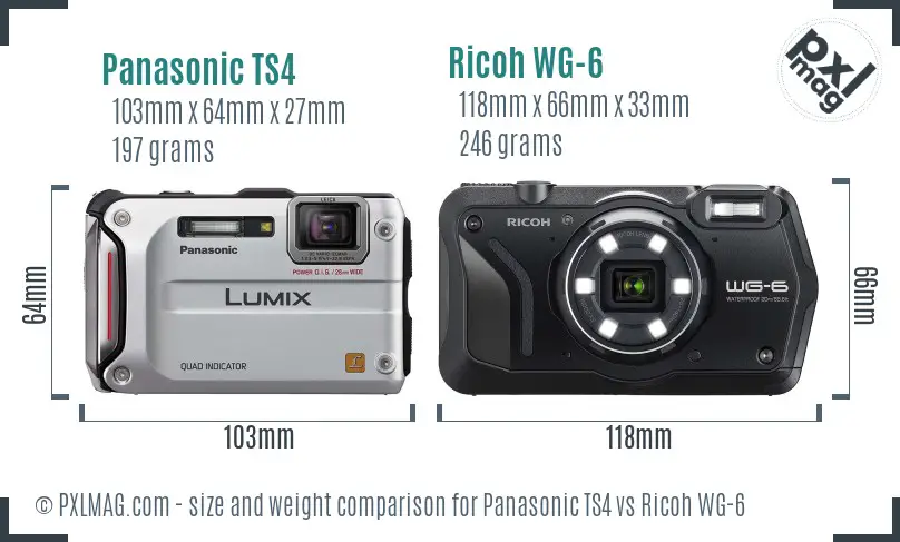 Panasonic TS4 vs Ricoh WG-6 size comparison