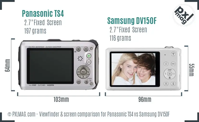 Panasonic TS4 vs Samsung DV150F Screen and Viewfinder comparison