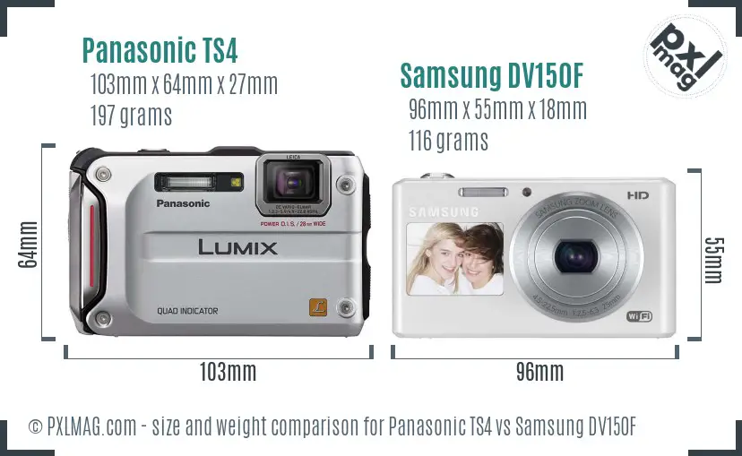 Panasonic TS4 vs Samsung DV150F size comparison