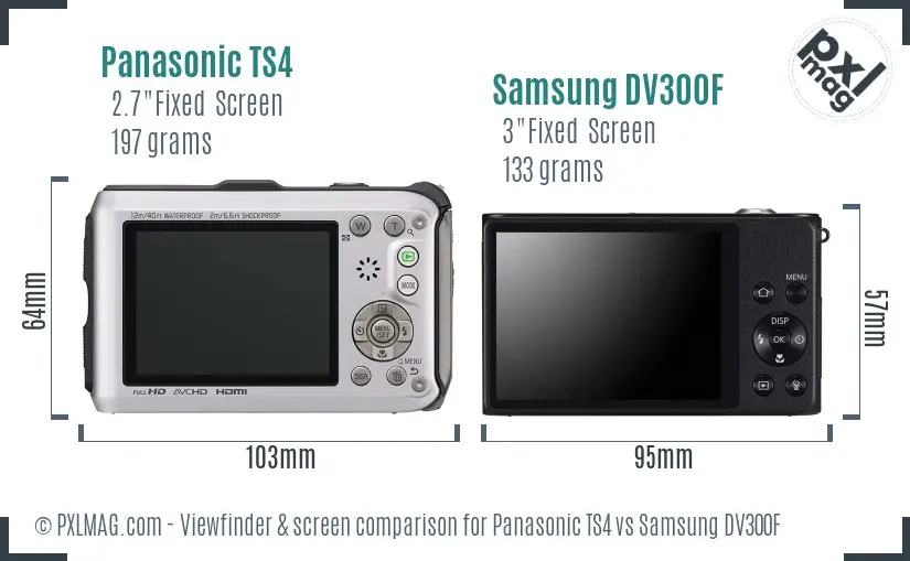 Panasonic TS4 vs Samsung DV300F Screen and Viewfinder comparison
